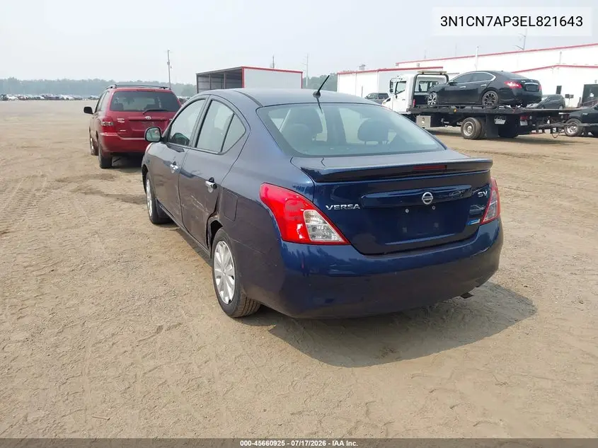 2014 Nissan Versa 1.6 Sv VIN: 3N1CN7AP3EL821643 Lot: 45660925