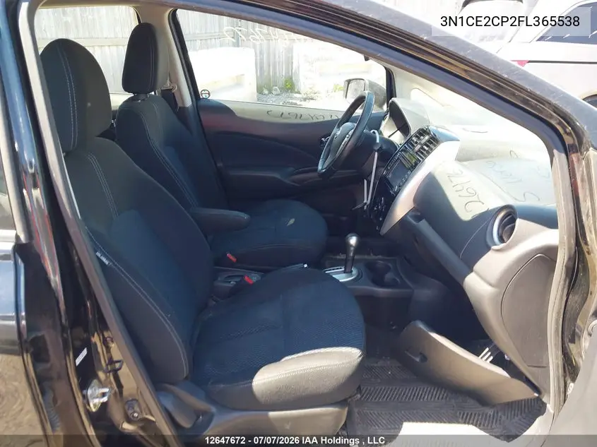 2015 Nissan Versa VIN: 3N1CE2CP2FL365538 Lot: 12647672
