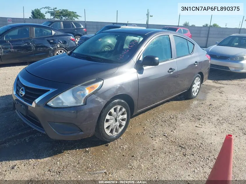 2015 Nissan Versa 1.6 S+ VIN: 3N1CN7AP6FL890375 Lot: 45461674