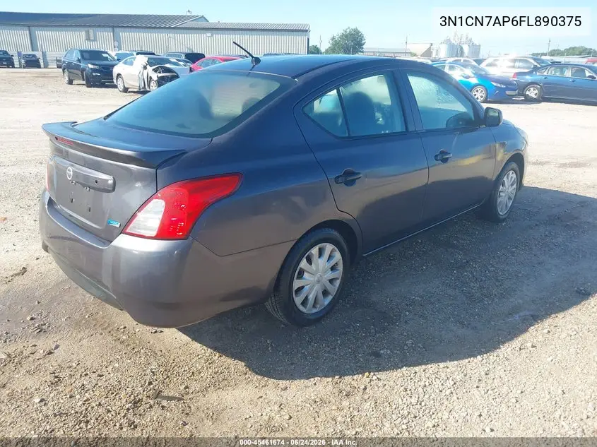 2015 Nissan Versa 1.6 S+ VIN: 3N1CN7AP6FL890375 Lot: 45461674