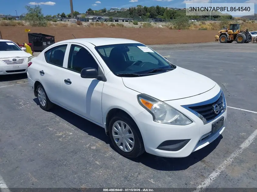2015 Nissan Versa 1.6 S VIN: 3N1CN7AP8FL864540 Lot: 45639440