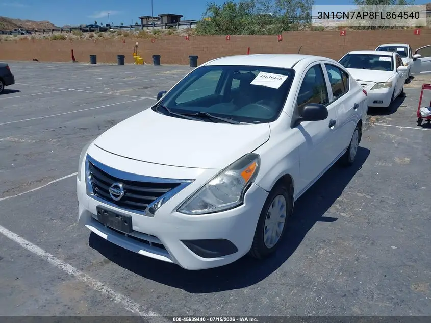 2015 Nissan Versa 1.6 S VIN: 3N1CN7AP8FL864540 Lot: 45639440