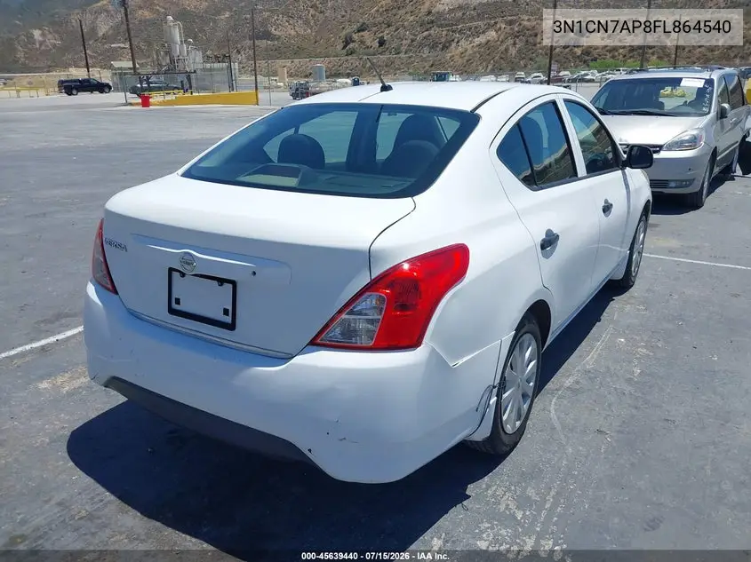 2015 Nissan Versa 1.6 S VIN: 3N1CN7AP8FL864540 Lot: 45639440