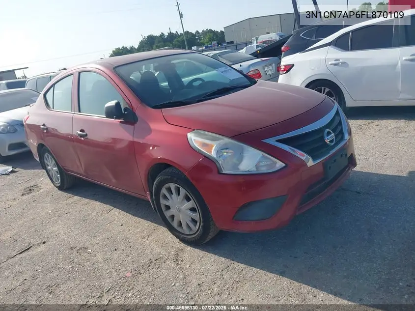 2015 Nissan Versa 1.6 S+ VIN: 3N1CN7AP6FL870109 Lot: 45696130