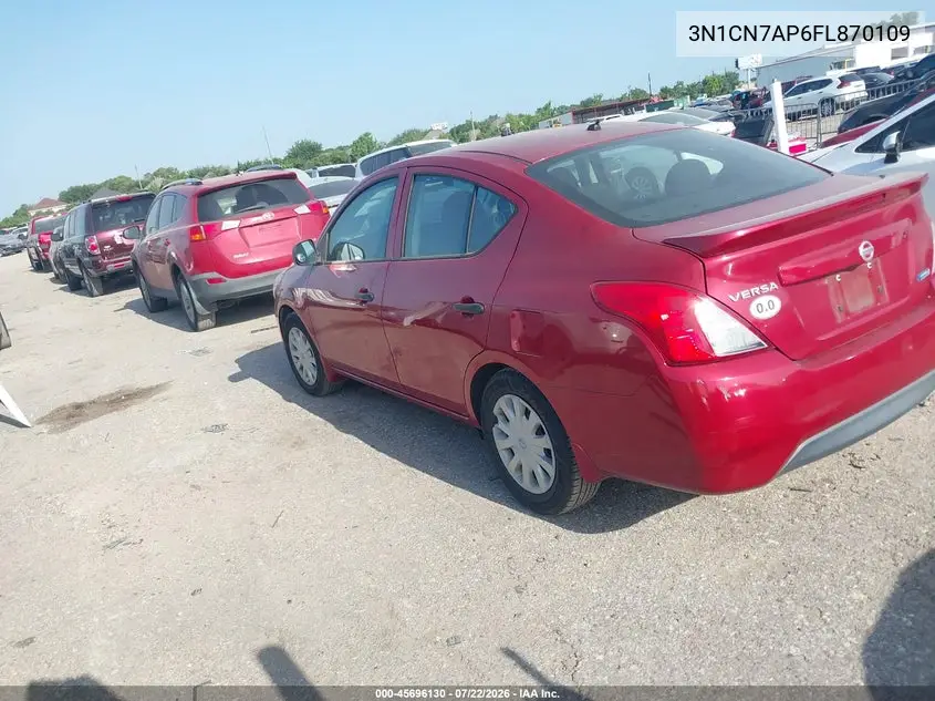 2015 Nissan Versa 1.6 S+ VIN: 3N1CN7AP6FL870109 Lot: 45696130