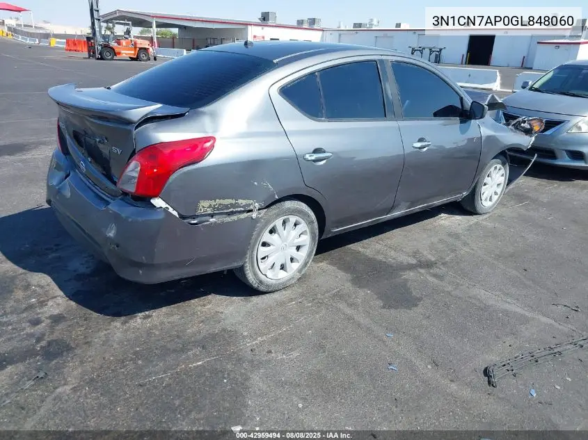 3N1CN7AP0GL848060 2016 Nissan Versa 1.6 Sv