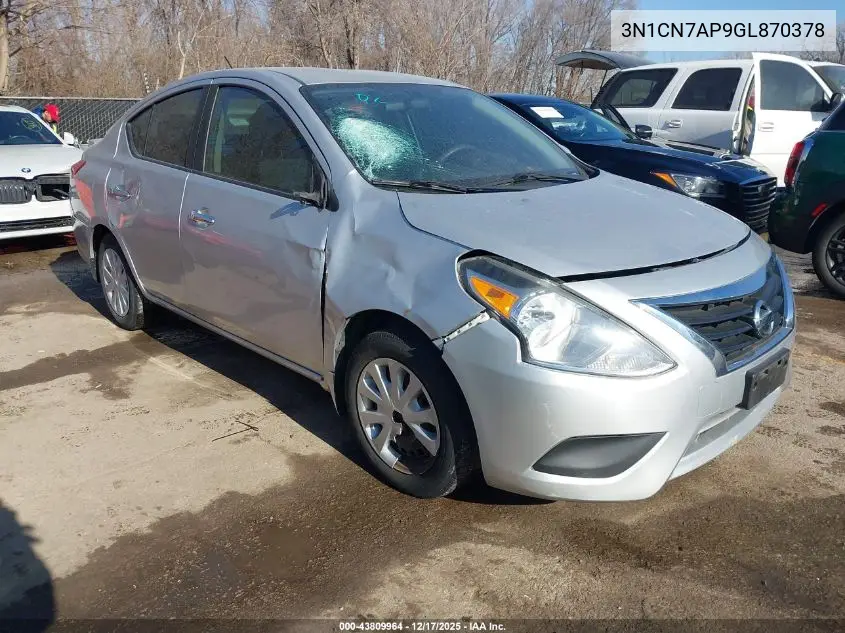 3N1CN7AP9GL870378 2016 Nissan Versa 1.6 Sv