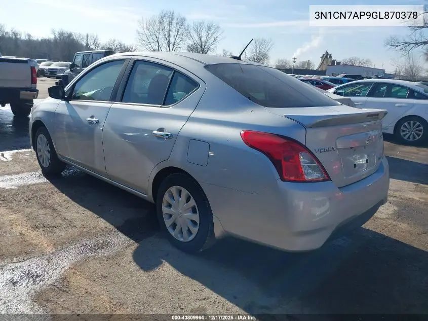 3N1CN7AP9GL870378 2016 Nissan Versa 1.6 Sv