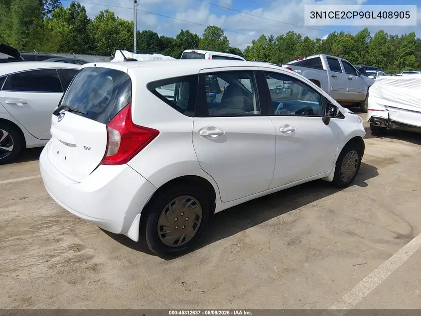 2016 Nissan Versa Note Sv VIN: 3N1CE2CP9GL408905 Lot: 45312637