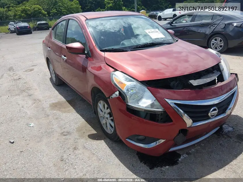 2016 Nissan Versa 1.6 Sv VIN: 3N1CN7AP5GL892197 Lot: 45455285