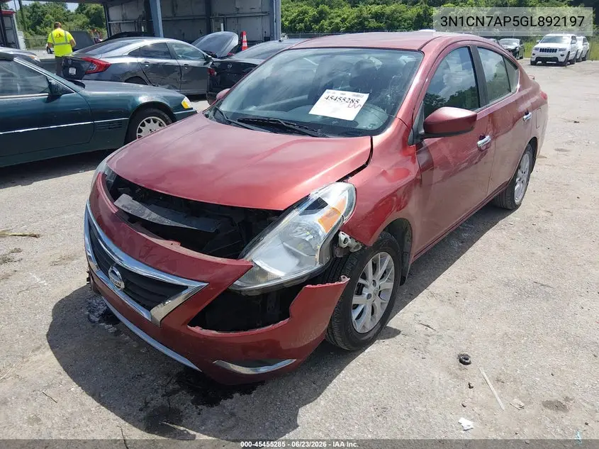 2016 Nissan Versa 1.6 Sv VIN: 3N1CN7AP5GL892197 Lot: 45455285