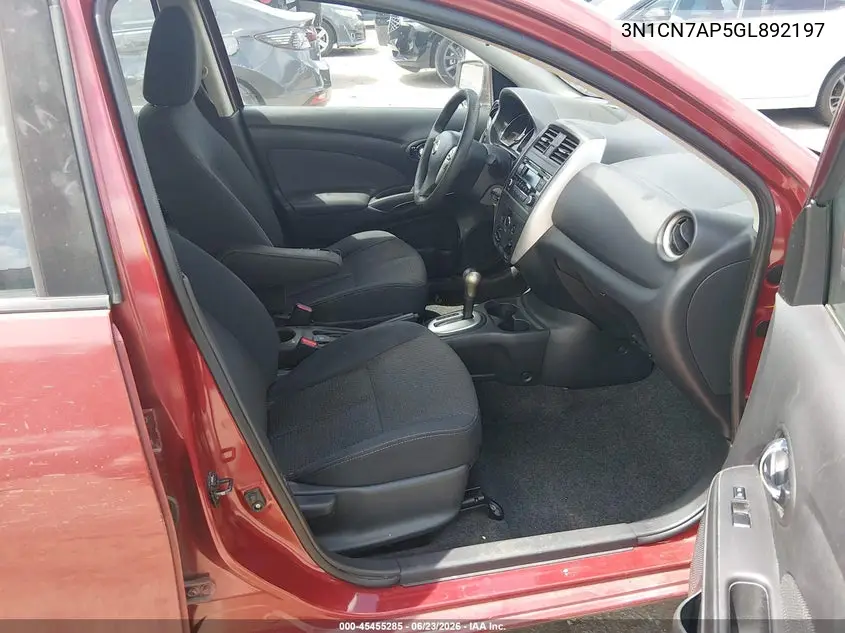 2016 Nissan Versa 1.6 Sv VIN: 3N1CN7AP5GL892197 Lot: 45455285