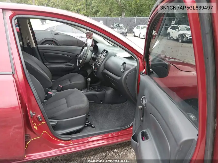 2016 Nissan Versa 1.6 S+ VIN: 3N1CN7AP5GL839497 Lot: 45589133