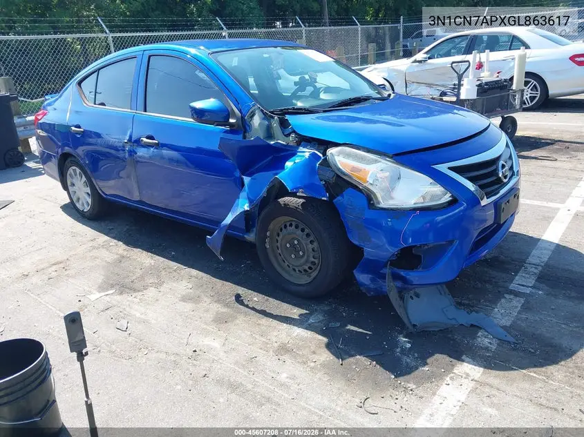 2016 Nissan Versa 1.6 S+ VIN: 3N1CN7APXGL863617 Lot: 45607208