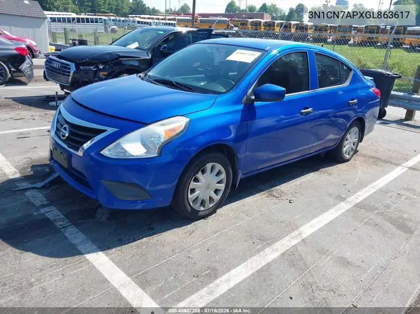 2016 Nissan Versa 1.6 S+ VIN: 3N1CN7APXGL863617 Lot: 45607208