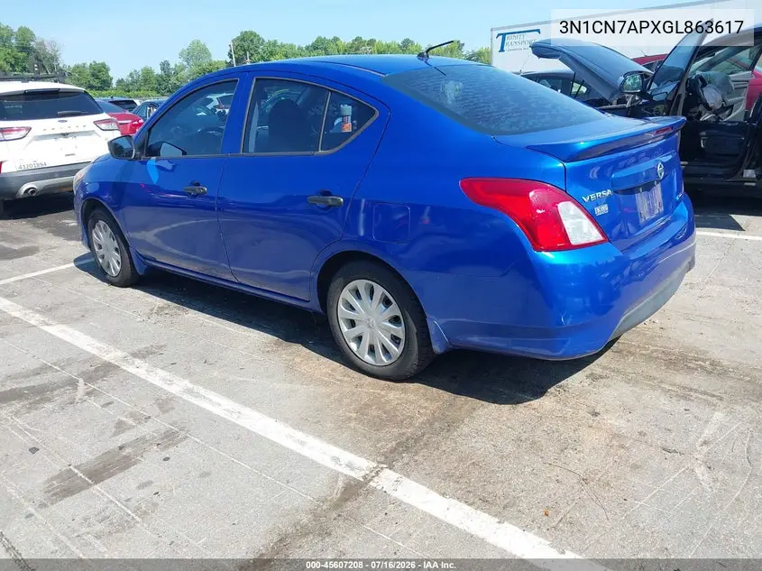 2016 Nissan Versa 1.6 S+ VIN: 3N1CN7APXGL863617 Lot: 45607208