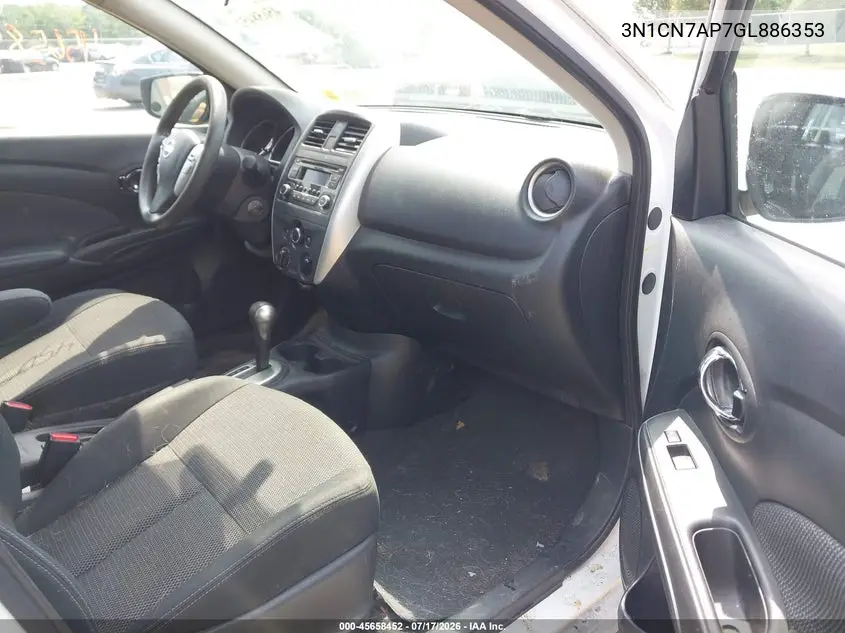 2016 Nissan Versa 1.6 S/1.6 S+/1.6 Sl/1.6 Sv VIN: 3N1CN7AP7GL886353 Lot: 45658452