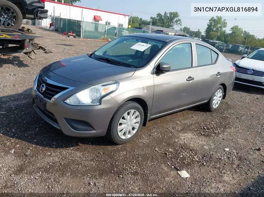 2016 Nissan Versa 1.6 S+ VIN: 3N1CN7APXGL816894 Lot: 45668633