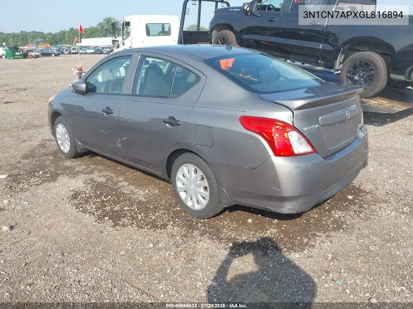2016 Nissan Versa 1.6 S+ VIN: 3N1CN7APXGL816894 Lot: 45668633