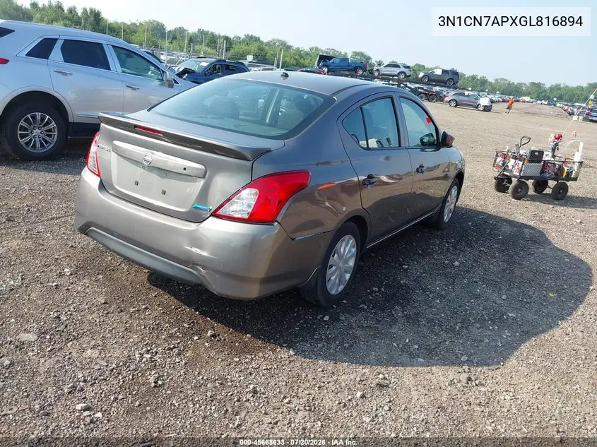2016 Nissan Versa 1.6 S+ VIN: 3N1CN7APXGL816894 Lot: 45668633