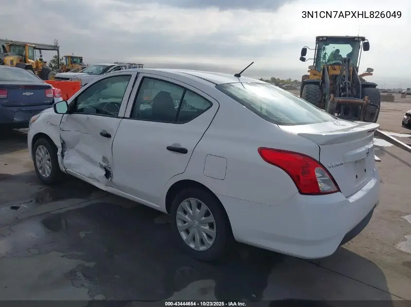 3N1CN7APXHL826049 2017 Nissan Versa 1.6 S+