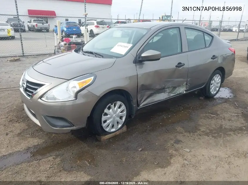 3N1CN7AP0HL856998 2017 Nissan Versa 1.6 S+