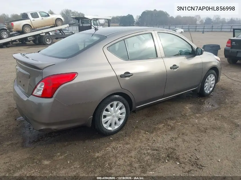 3N1CN7AP0HL856998 2017 Nissan Versa 1.6 S+