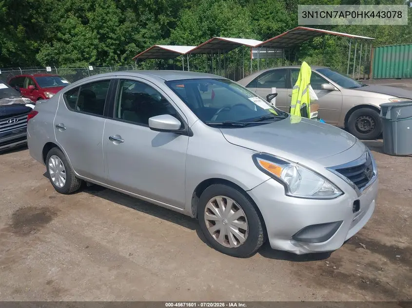 2017 Nissan Versa 1.6 Sv VIN: 3N1CN7AP0HK443078 Lot: 45671601