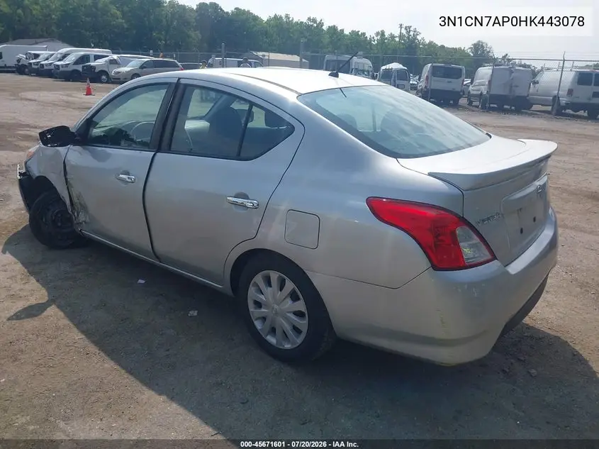2017 Nissan Versa 1.6 Sv VIN: 3N1CN7AP0HK443078 Lot: 45671601