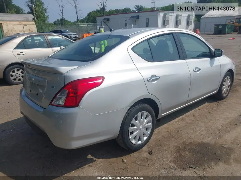 2017 Nissan Versa 1.6 Sv VIN: 3N1CN7AP0HK443078 Lot: 45671601