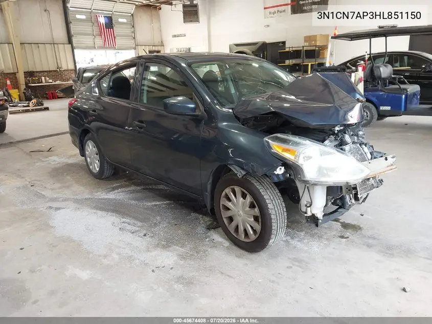 2017 Nissan Versa 1.6 S+ VIN: 3N1CN7AP3HL851150 Lot: 45674408
