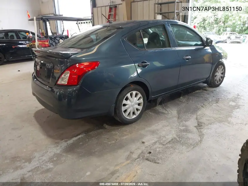 2017 Nissan Versa 1.6 S+ VIN: 3N1CN7AP3HL851150 Lot: 45674408