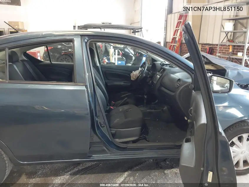 2017 Nissan Versa 1.6 S+ VIN: 3N1CN7AP3HL851150 Lot: 45674408