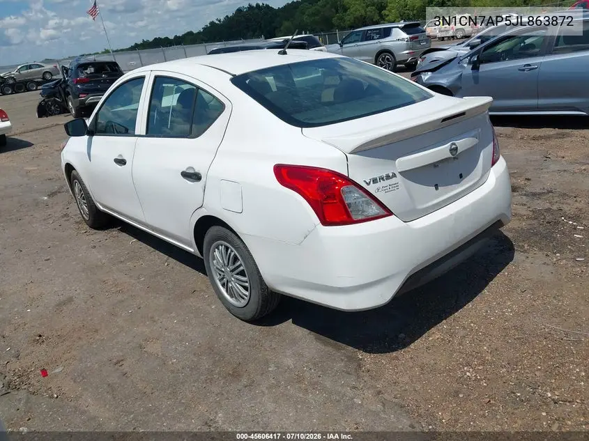 2018 Nissan Versa 1.6 S+ VIN: 3N1CN7AP5JL863872 Lot: 45606417