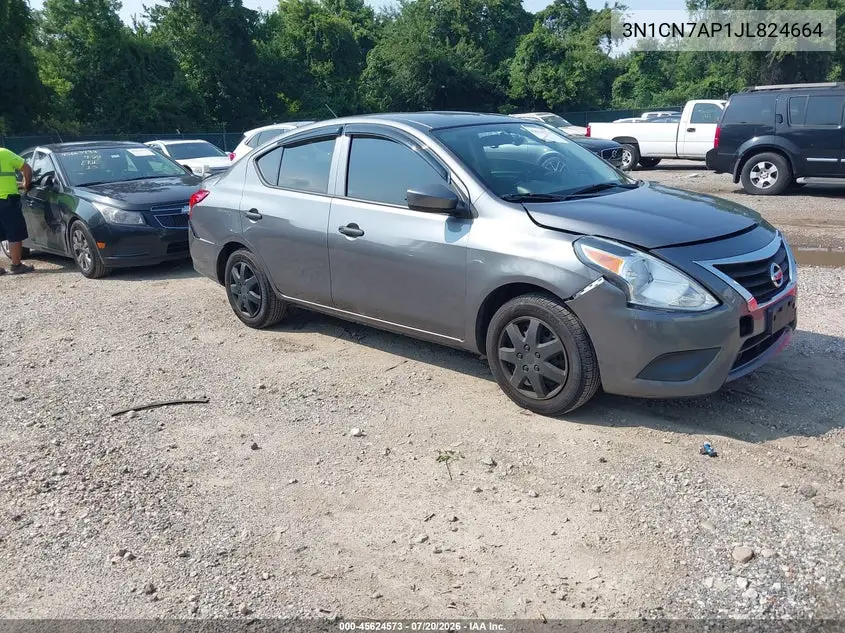 2018 Nissan Versa 1.6 S+ VIN: 3N1CN7AP1JL824664 Lot: 45624573