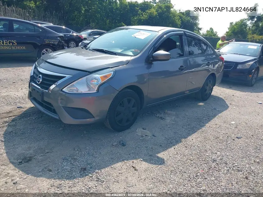 2018 Nissan Versa 1.6 S+ VIN: 3N1CN7AP1JL824664 Lot: 45624573