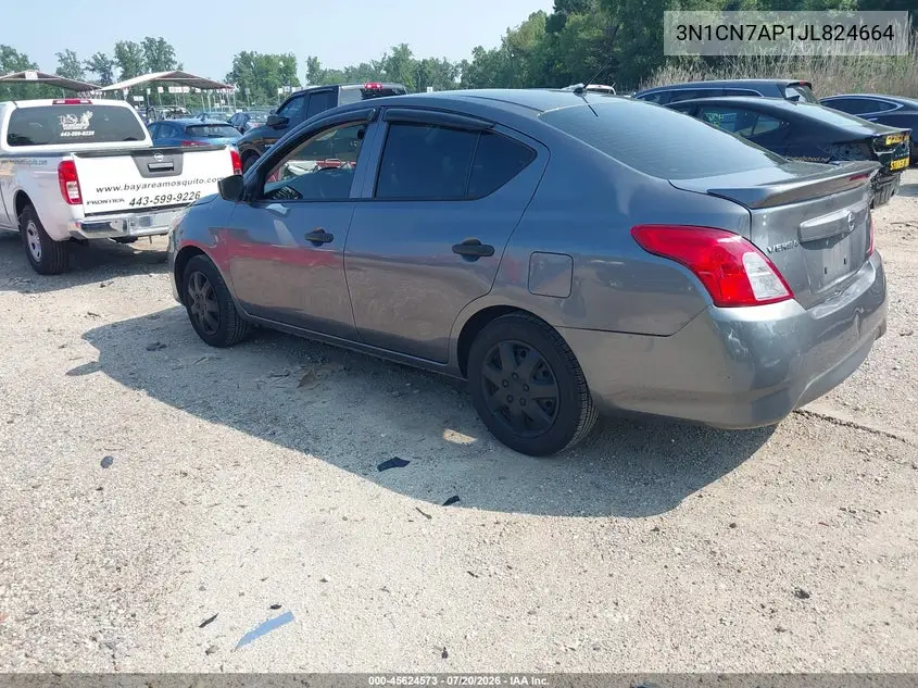 2018 Nissan Versa 1.6 S+ VIN: 3N1CN7AP1JL824664 Lot: 45624573