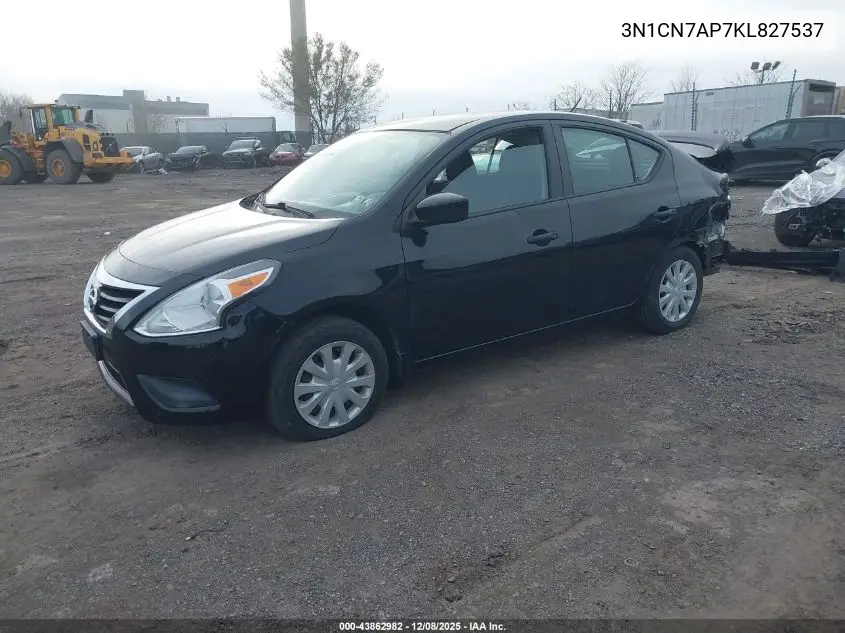 3N1CN7AP7KL827537 2019 Nissan Versa 1.6 S+