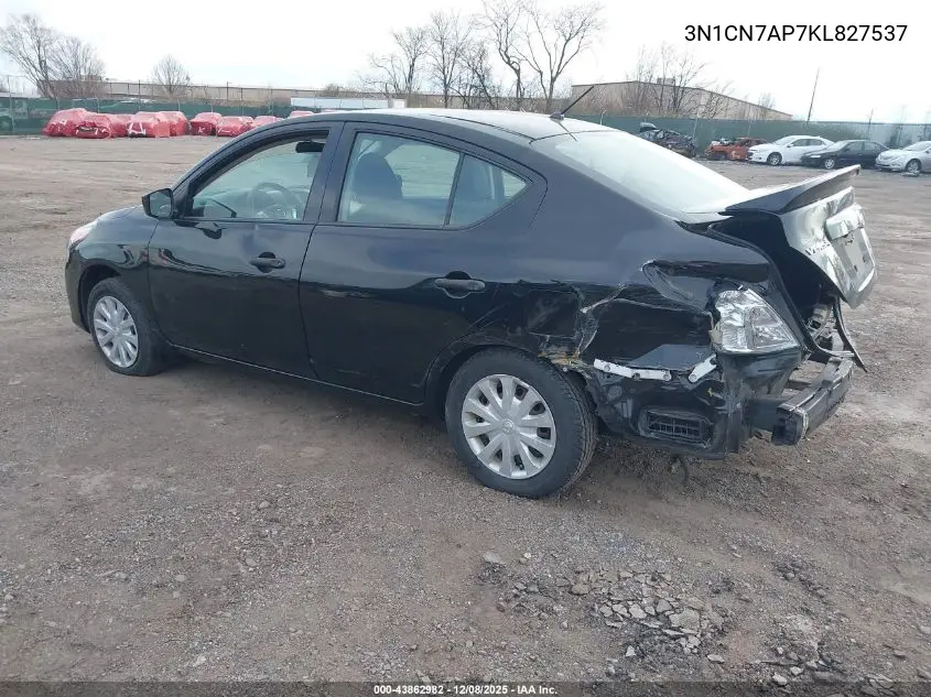 3N1CN7AP7KL827537 2019 Nissan Versa 1.6 S+