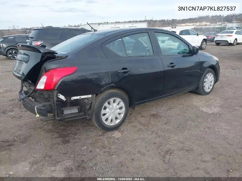 3N1CN7AP7KL827537 2019 Nissan Versa 1.6 S+