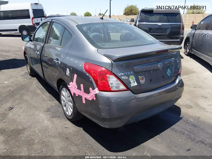 2019 Nissan Versa 1.6 Sv VIN: 3N1CN7AP6KL880391 Lot: 45347649