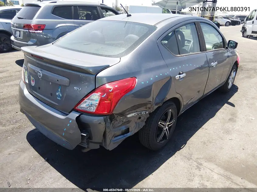 2019 Nissan Versa 1.6 Sv VIN: 3N1CN7AP6KL880391 Lot: 45347649