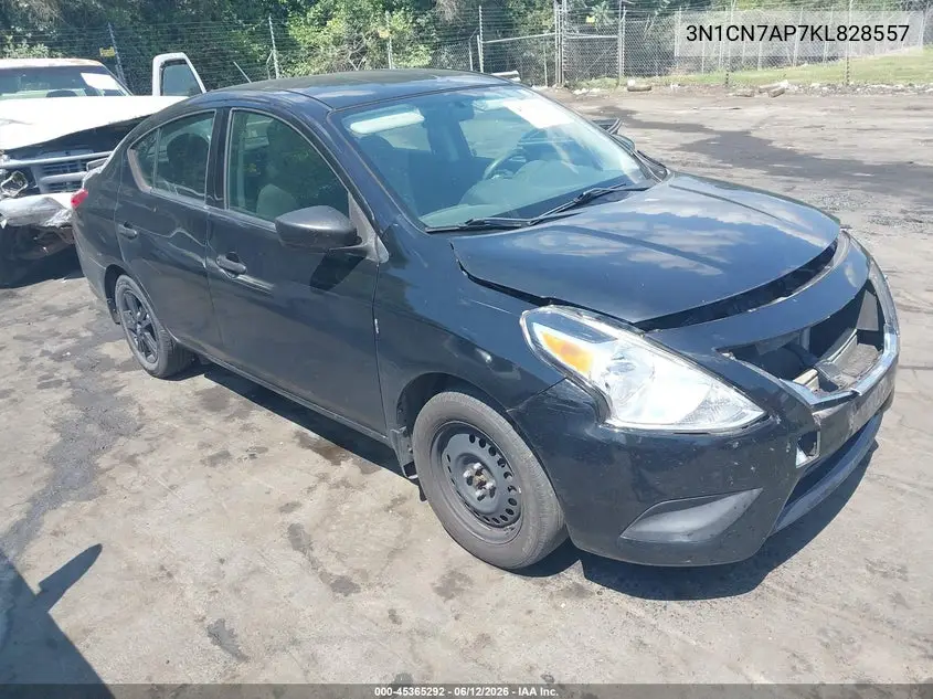 2019 Nissan Versa 1.6 S+ VIN: 3N1CN7AP7KL828557 Lot: 45365292