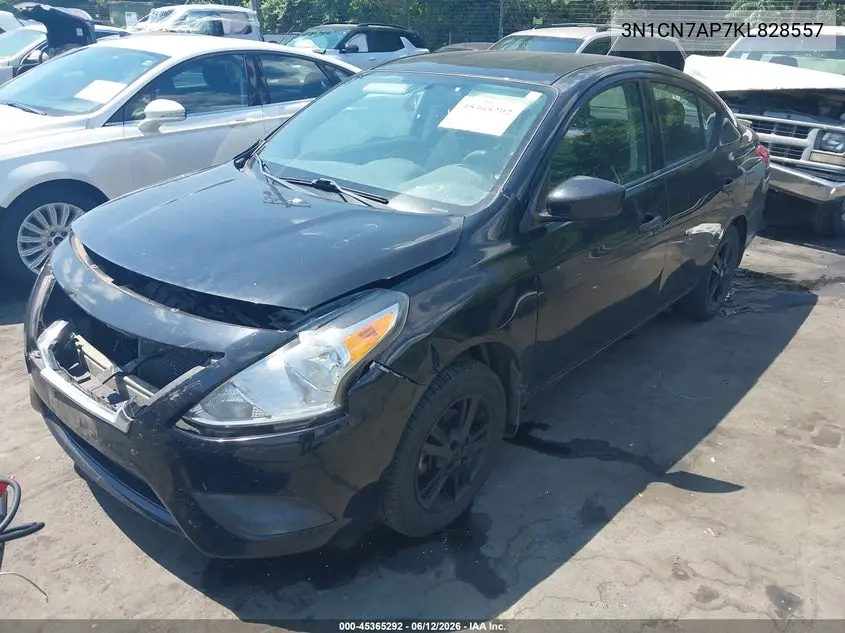 2019 Nissan Versa 1.6 S+ VIN: 3N1CN7AP7KL828557 Lot: 45365292