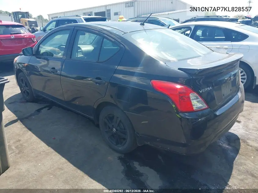 2019 Nissan Versa 1.6 S+ VIN: 3N1CN7AP7KL828557 Lot: 45365292