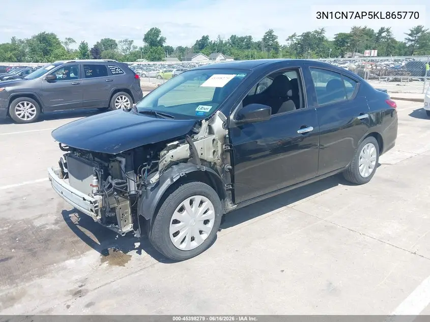 2019 Nissan Versa 1.6 Sv VIN: 3N1CN7AP5KL865770 Lot: 45398279
