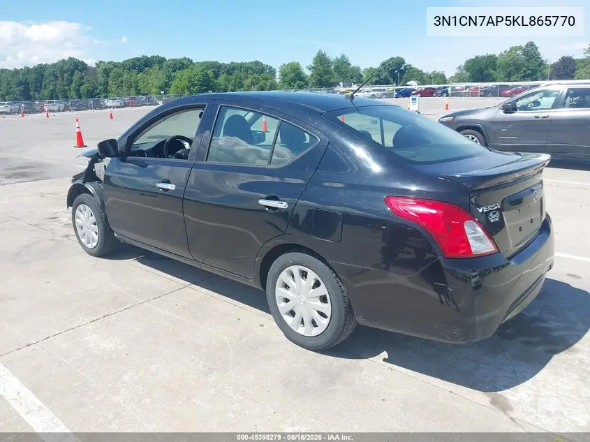 2019 Nissan Versa 1.6 Sv VIN: 3N1CN7AP5KL865770 Lot: 45398279