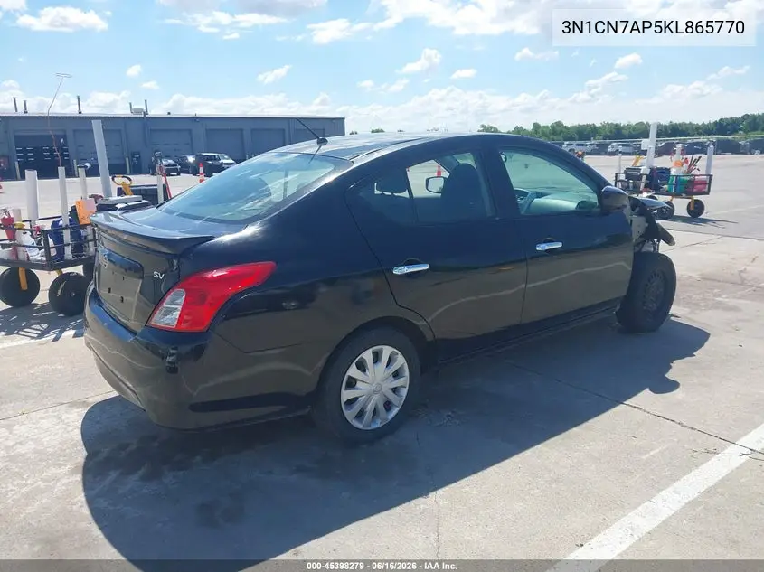 2019 Nissan Versa 1.6 Sv VIN: 3N1CN7AP5KL865770 Lot: 45398279