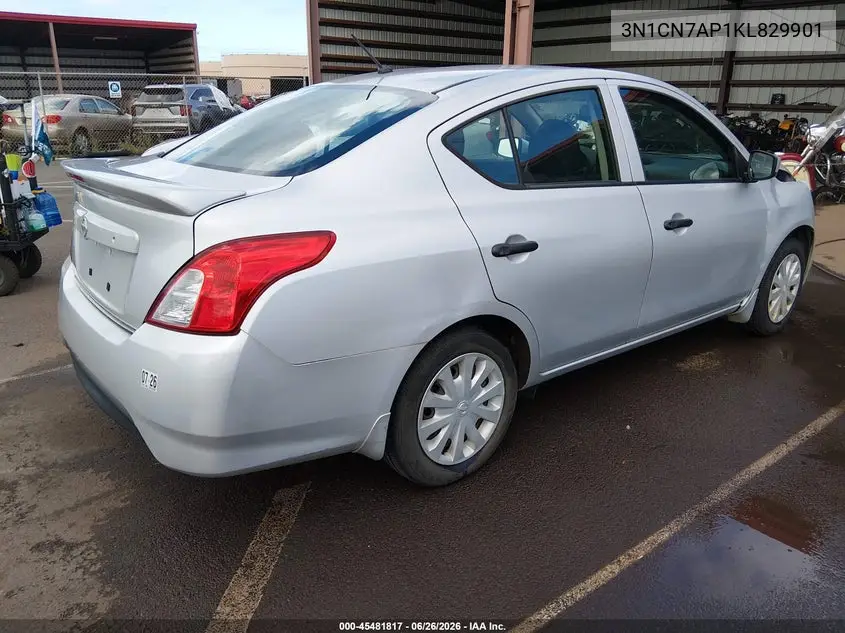 2019 Nissan Versa 1.6 S+ VIN: 3N1CN7AP1KL829901 Lot: 45481817