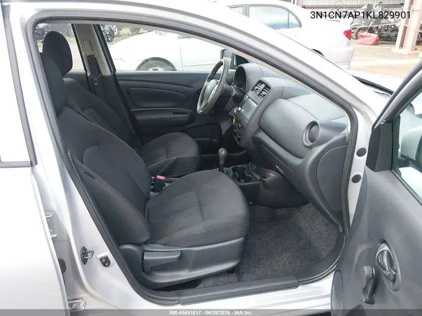 2019 Nissan Versa 1.6 S+ VIN: 3N1CN7AP1KL829901 Lot: 45481817